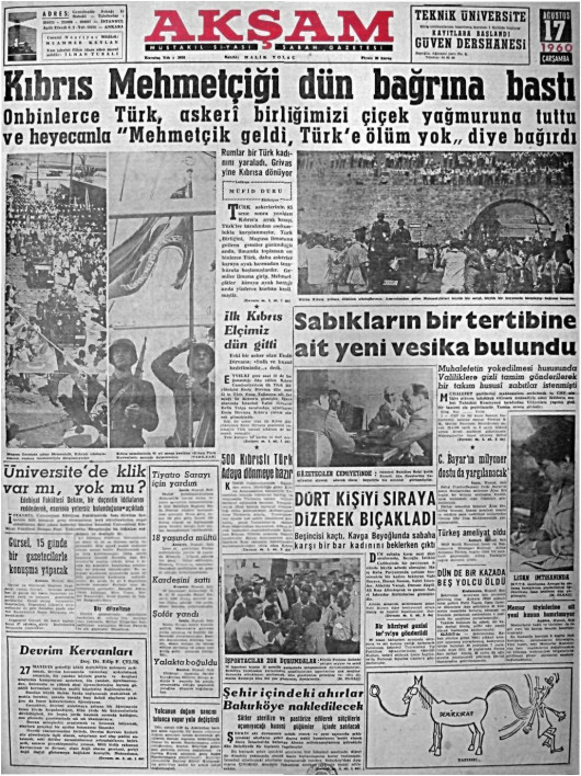 Tarihten bir gazete sayfası