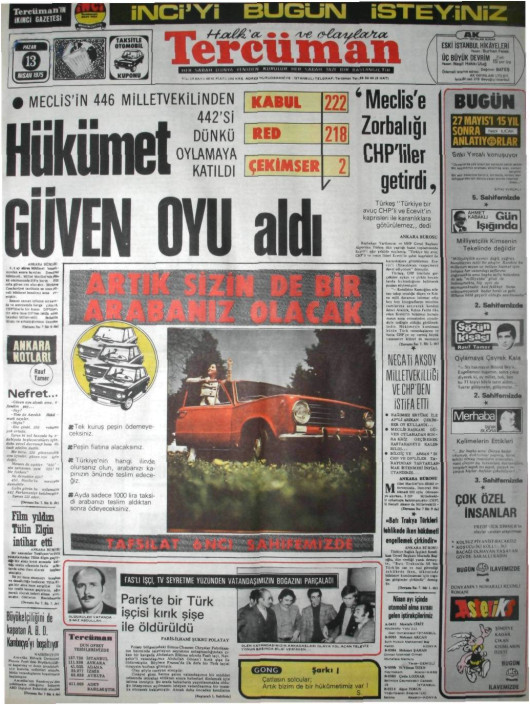 Tarihten bir gazete sayfası