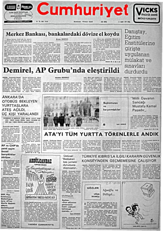 Tarihten bir gazete sayfası