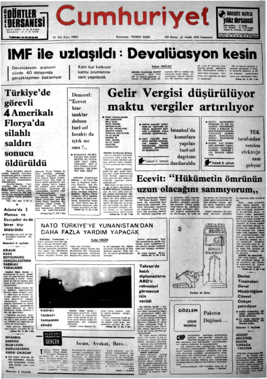 Tarihten bir gazete sayfası