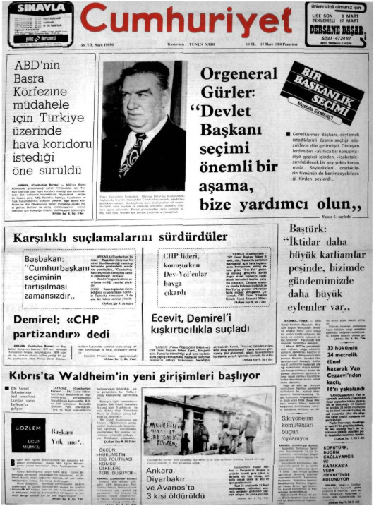 Tarihten bir gazete sayfası
