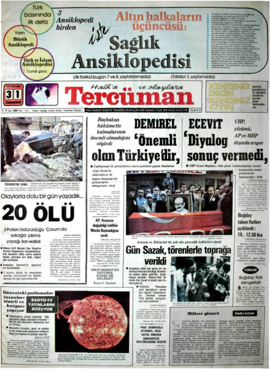 Tarihten bir gazete sayfası