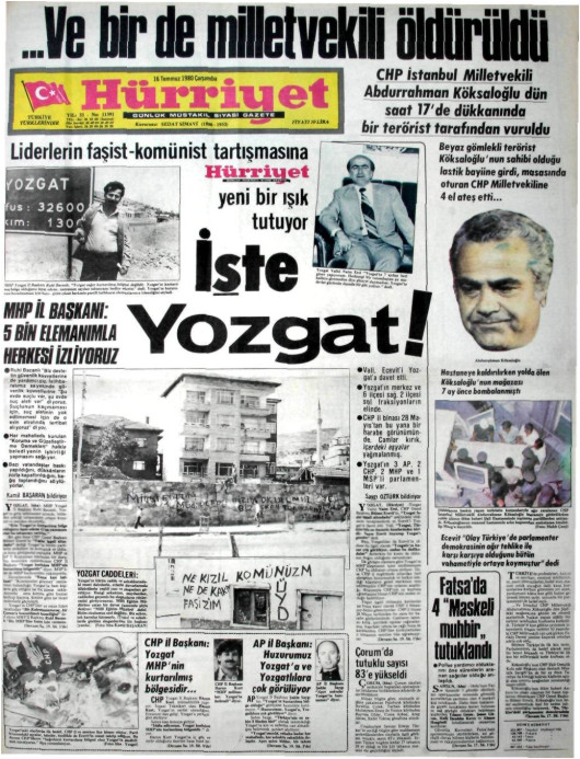 Tarihten bir gazete sayfası