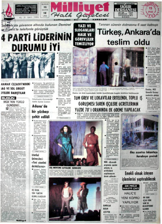 Tarihten bir gazete sayfası