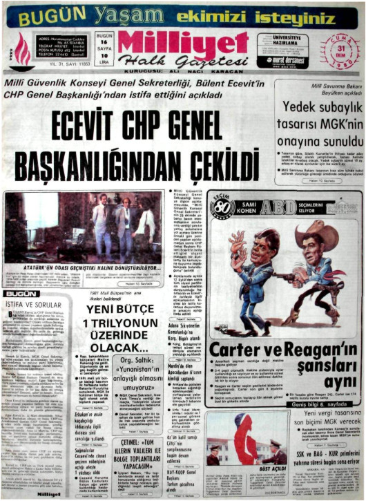 Tarihten bir gazete sayfası