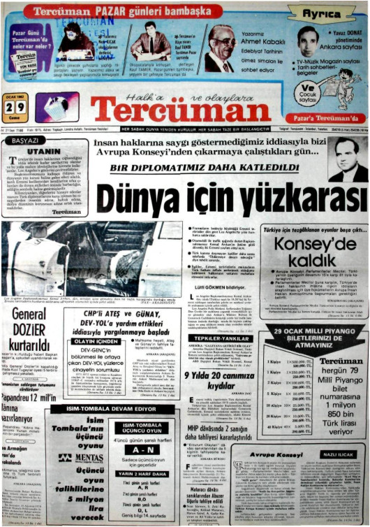 Tarihten bir gazete sayfası