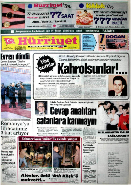 Tarihten bir gazete sayfası