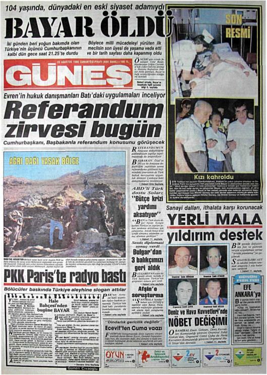Tarihten bir gazete sayfası