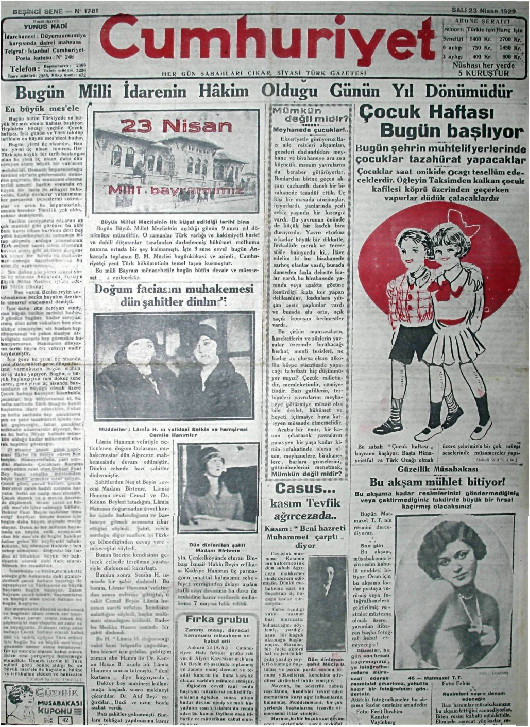 Tarihten bir gazete sayfası